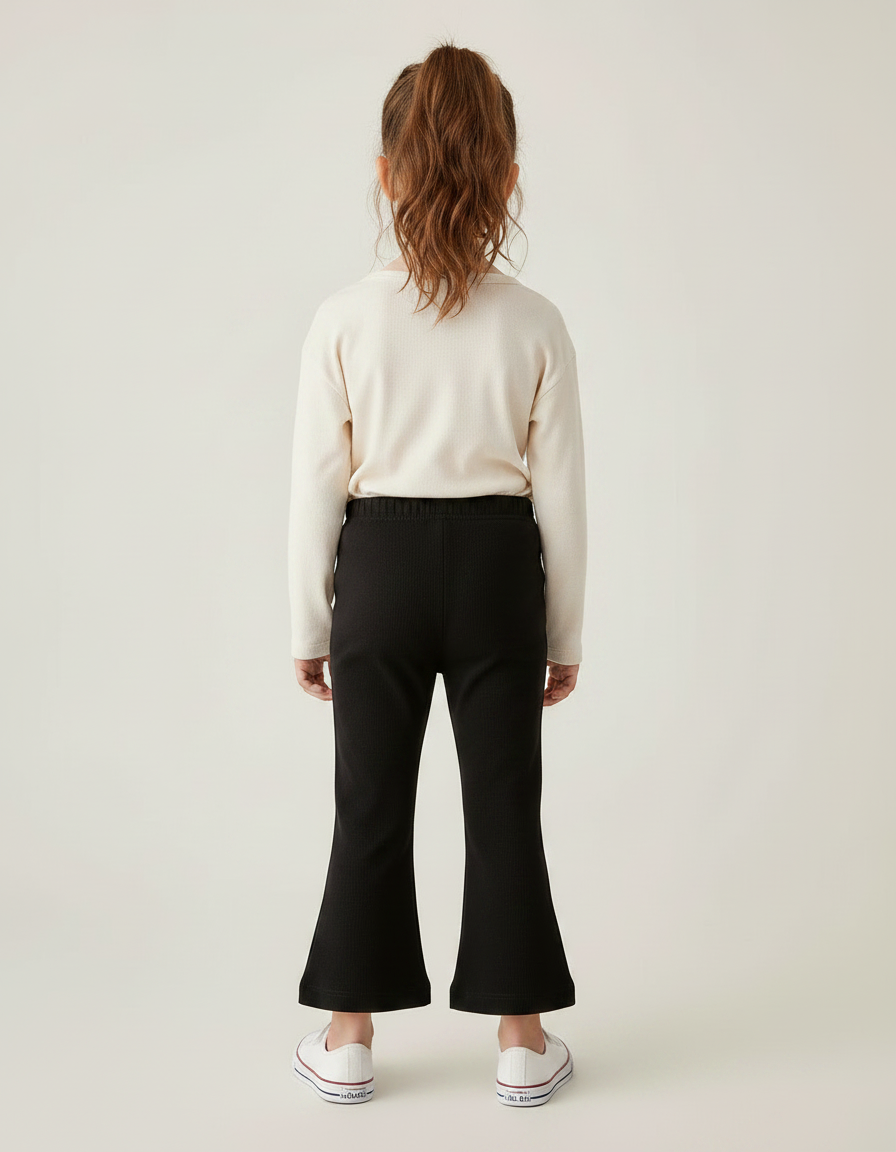 Pantalon Noir Évasé Confortable Fille Tendance - Molleton - vue 2