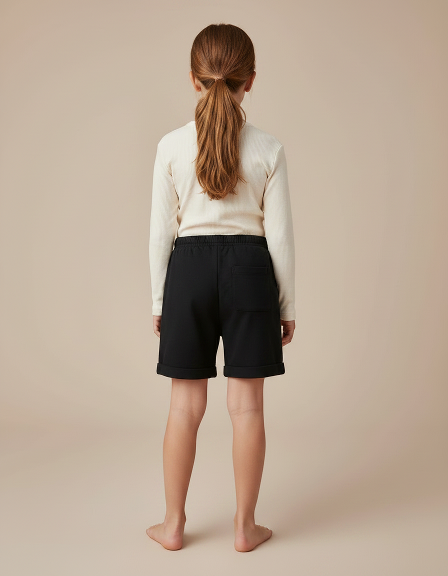 Pantalon Noir Court Coton Confortable Enfant - Molleton - vue 2