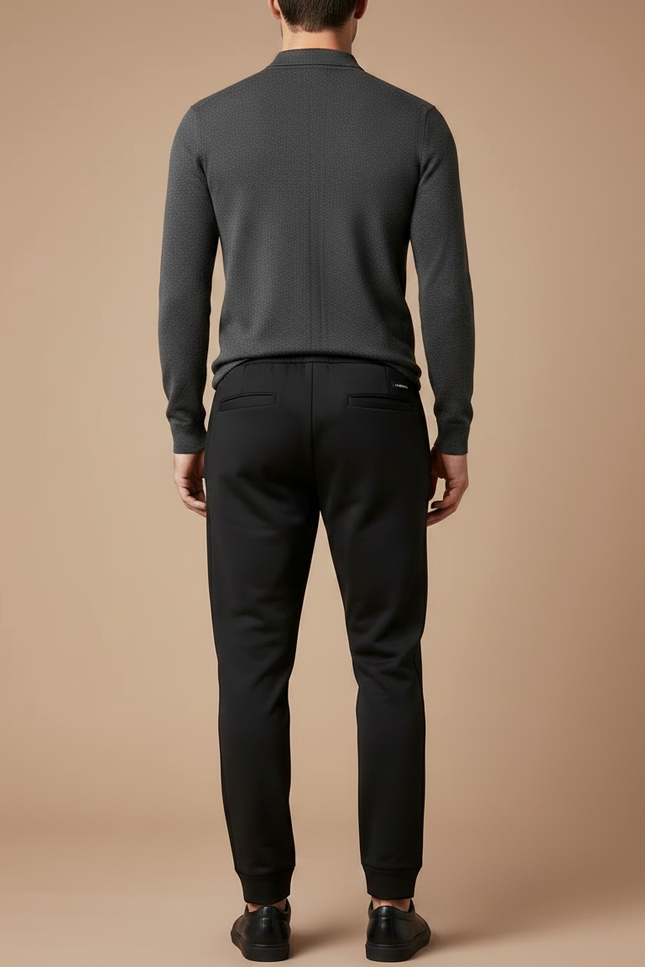 Pantalon Noir Cordon Ajusté Jogging Décontracté Homme - Molleton - vue 2