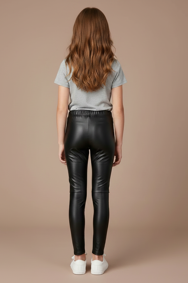Pantalon Noir Similicuir Fille Moulant Hiver - Simili cuir - vue 2
