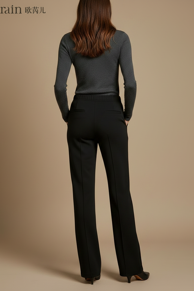 Pantalon Noir Droit Fluide Élégant Femme - Polyester - vue 2