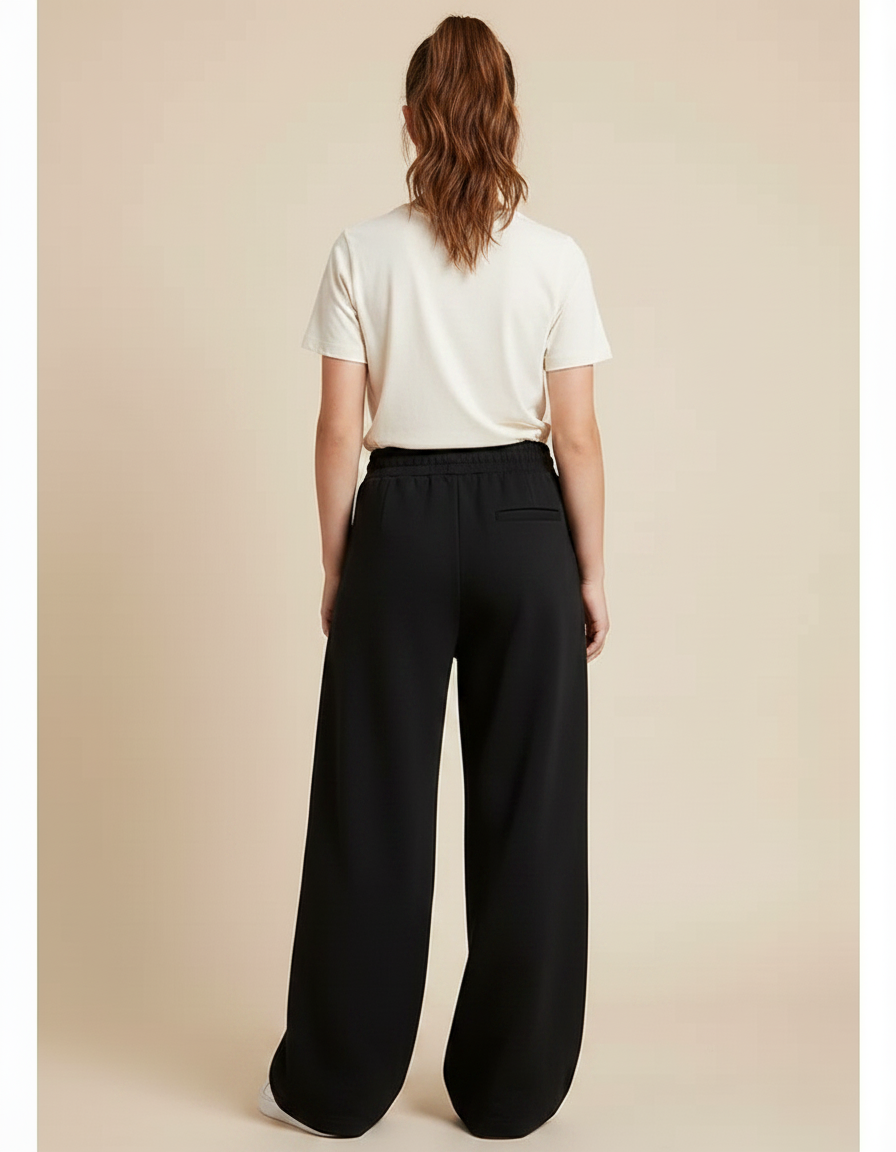 Pantalon Noir Ample Fluide Décontracté Fille - Molleton - vue 2