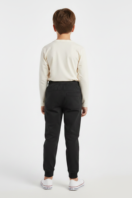Pantalon Noir Garçon Jogger Cordon Élastique - Molleton - vue 2