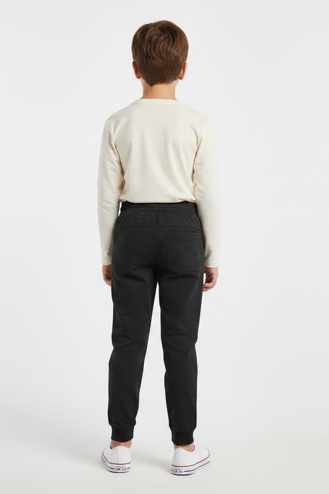Pantalon Noir Garçon Jogger Cordon Élastique - Molleton - vue 2