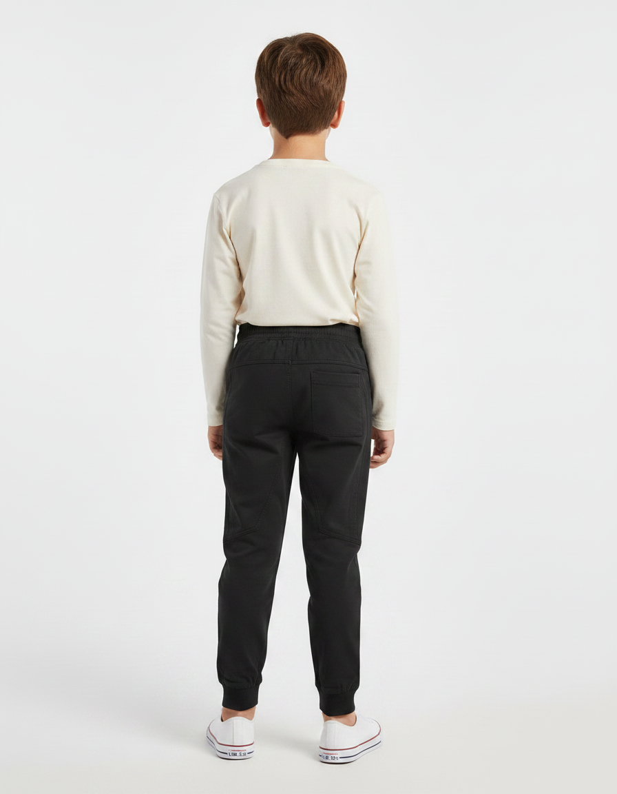 Pantalon Noir Garçon Jogger Cordon Élastique - Molleton - vue 2