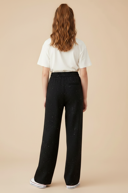 Pantalon Noir Large Pailleté Décontracté Fille - Molleton - vue 2