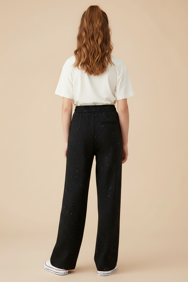 Pantalon Noir Large Pailleté Décontracté Fille - Molleton - vue 2