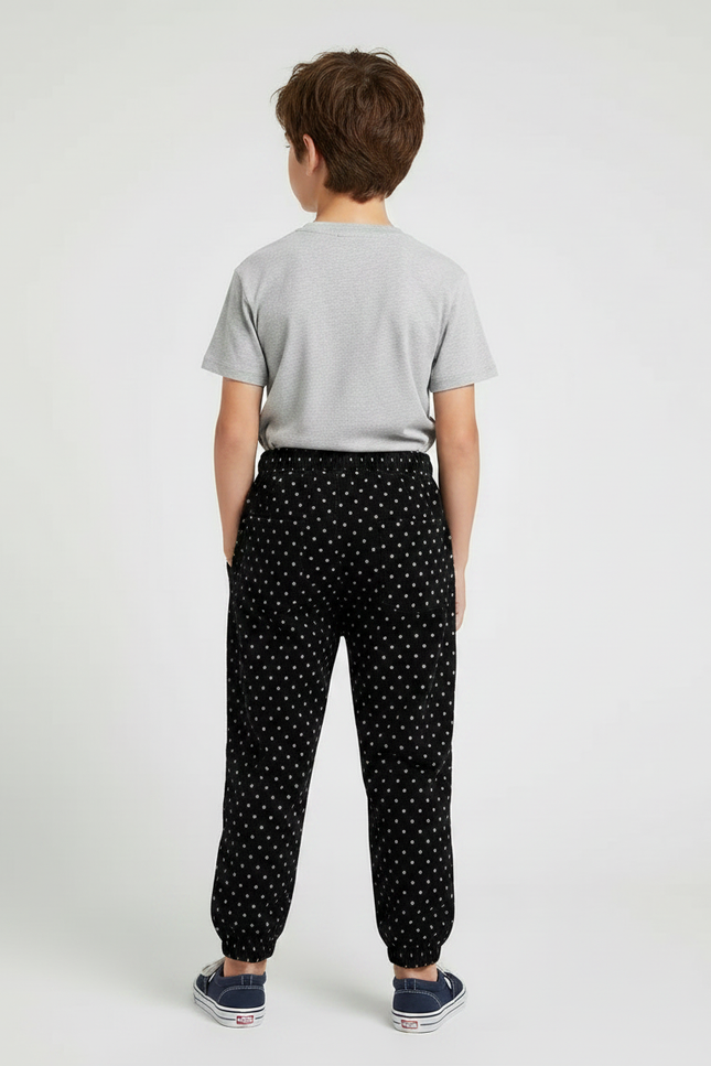 Pantalon Noir Côtelé Ample Points Décontracté Enfant - Cordé - vue 2