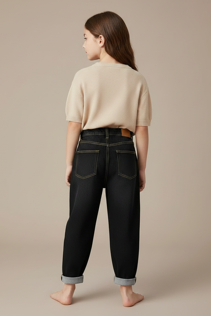 Pantalon Noir Ample Décontracté En Denim Enfant - Jean - vue 2