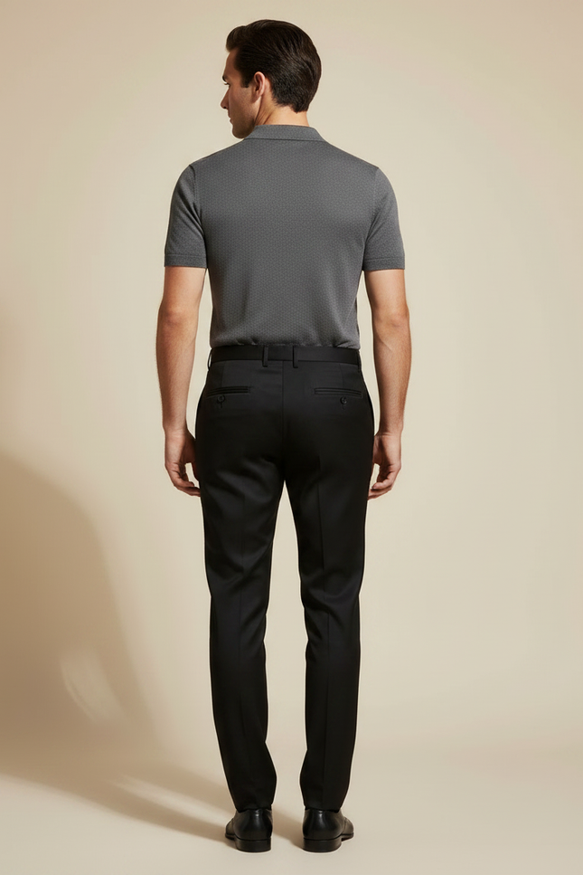 Pantalon Noir Homme Habillé Slim Élégant Formel - Gabardine - vue 2
