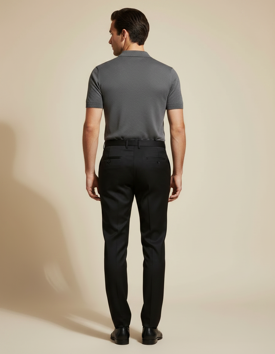 Pantalon Noir Homme Habillé Slim Élégant Formel - Gabardine - vue 2