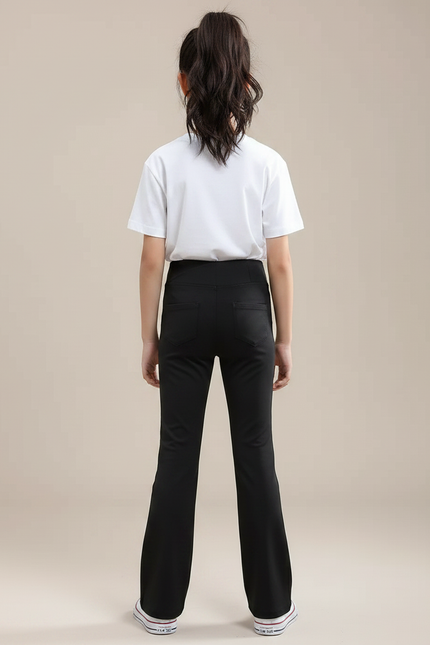 Pantalon Noir Évasé Taille Haute Fille Confortable - Maille - vue 2