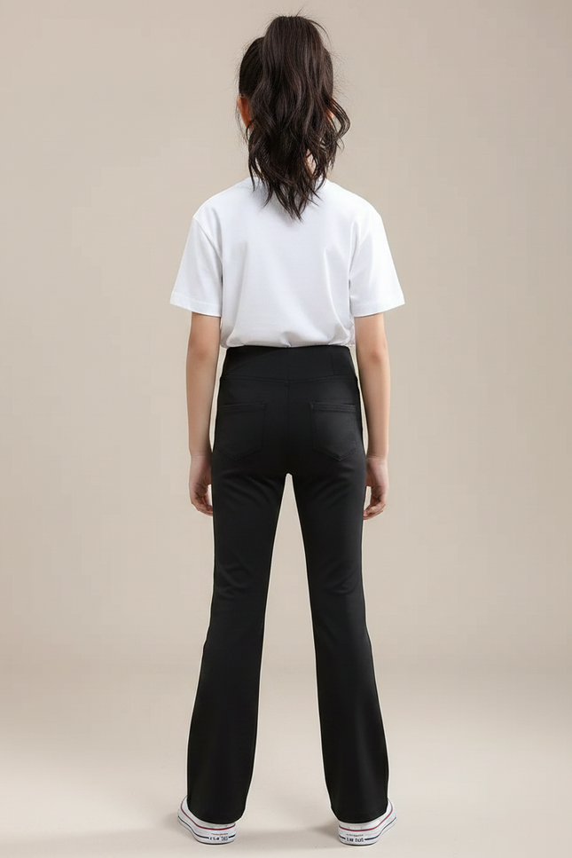 Pantalon Noir Évasé Taille Haute Fille Confortable - Maille - vue 2