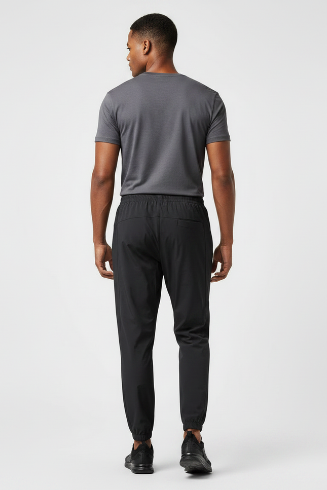Pantalon Noir Sportif Homme Ajusté Léger Décontracté - Polyester - vue 2
