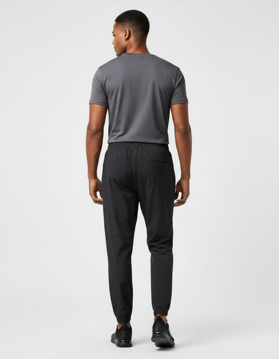 Pantalon Noir Sportif Homme Ajusté Léger Décontracté - Polyester - vue 2