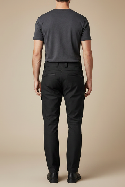 Pantalon Noir Homme Cargo Technique Urbain Ajusté - Gabardine - vue 2