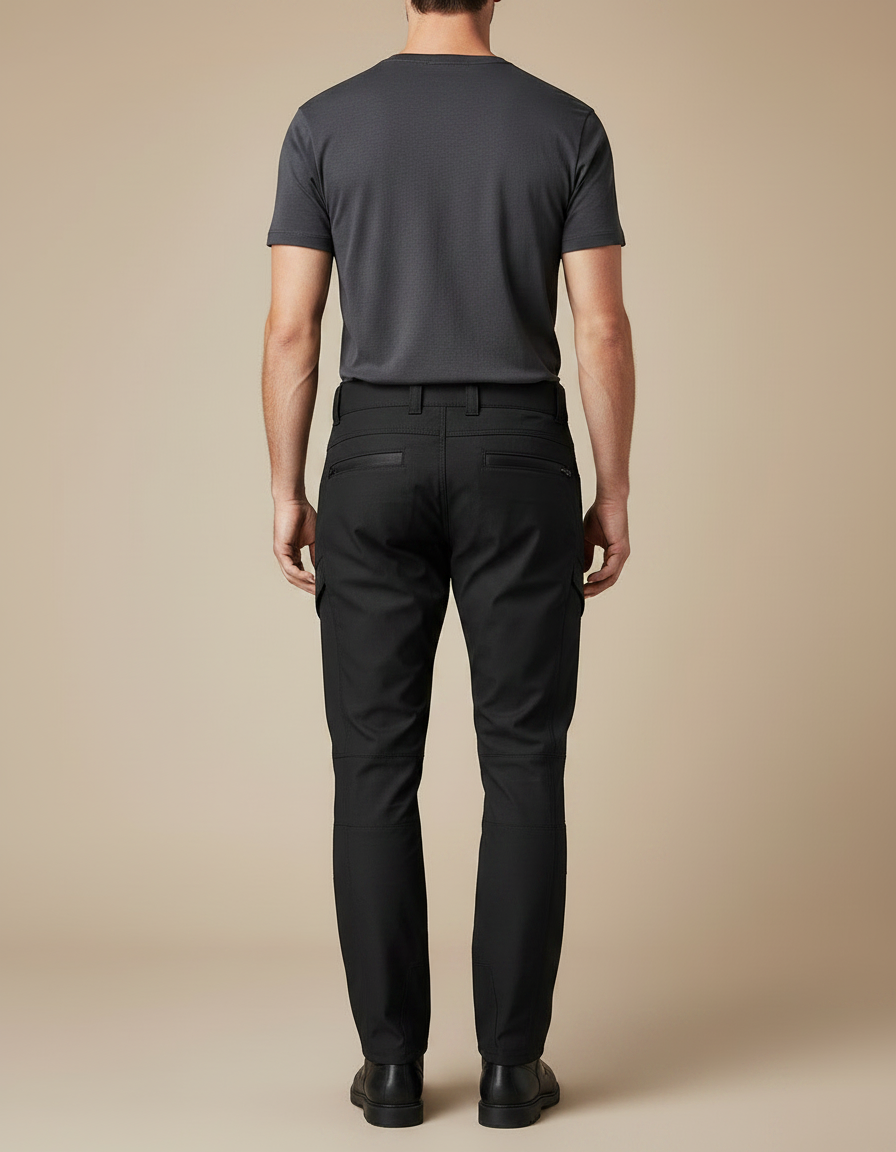 Pantalon Noir Homme Cargo Technique Urbain Ajusté - Gabardine - vue 2