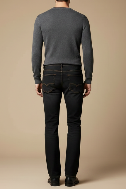 Pantalon Noir Denim Évasé Homme Décontracté - Jean - vue 2