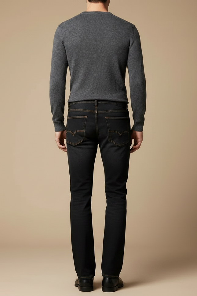 Pantalon Noir Denim Évasé Homme Décontracté - Jean - vue 2