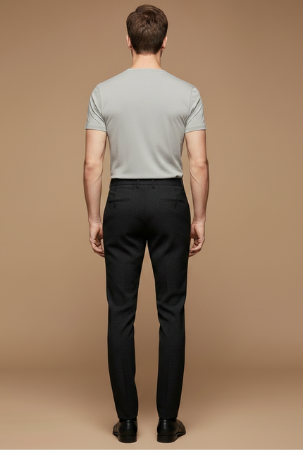 Pantalon Noir Slim Élégant Formel Habillé Texturé - Polyester - vue 2