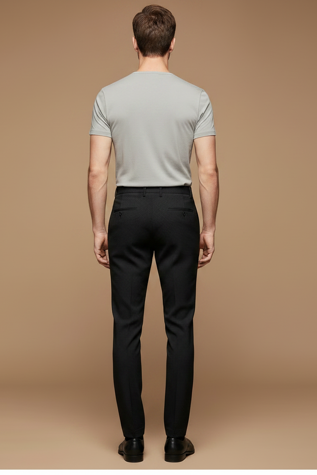 Pantalon Noir Slim Élégant Formel Habillé Texturé - Polyester - vue 2