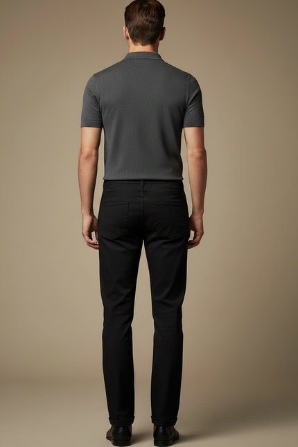 Pantalon Noir Coton Droit Décontracté Homme - vue 2