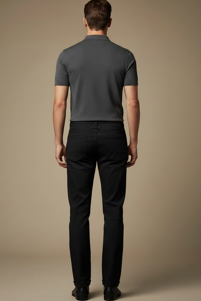 Pantalon Noir Coton Droit Décontracté Homme - vue 2