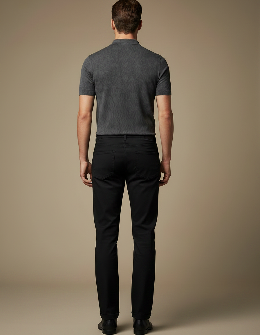 Pantalon Noir Coton Droit Décontracté Homme - vue 2