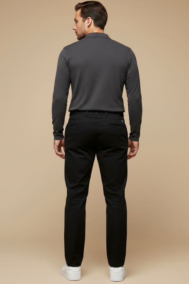 Pantalon Noir Droit Coton Décontracté Homme - vue 2