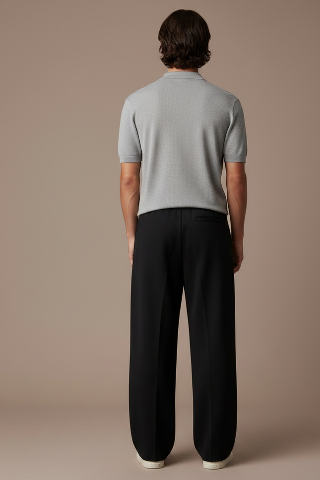 Pantalon Noir Ample Droit Décontracté Homme - Molleton - vue 2