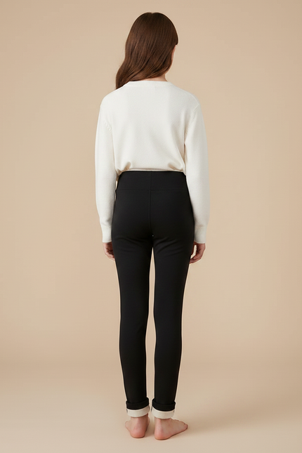 Pantalon Noir Enfant Polaire Chaud Doux Hiver - Molleton - vue 2
