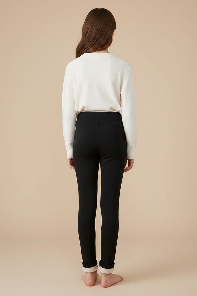 Pantalon Noir Enfant Polaire Chaud Doux Hiver - Molleton - vue 2