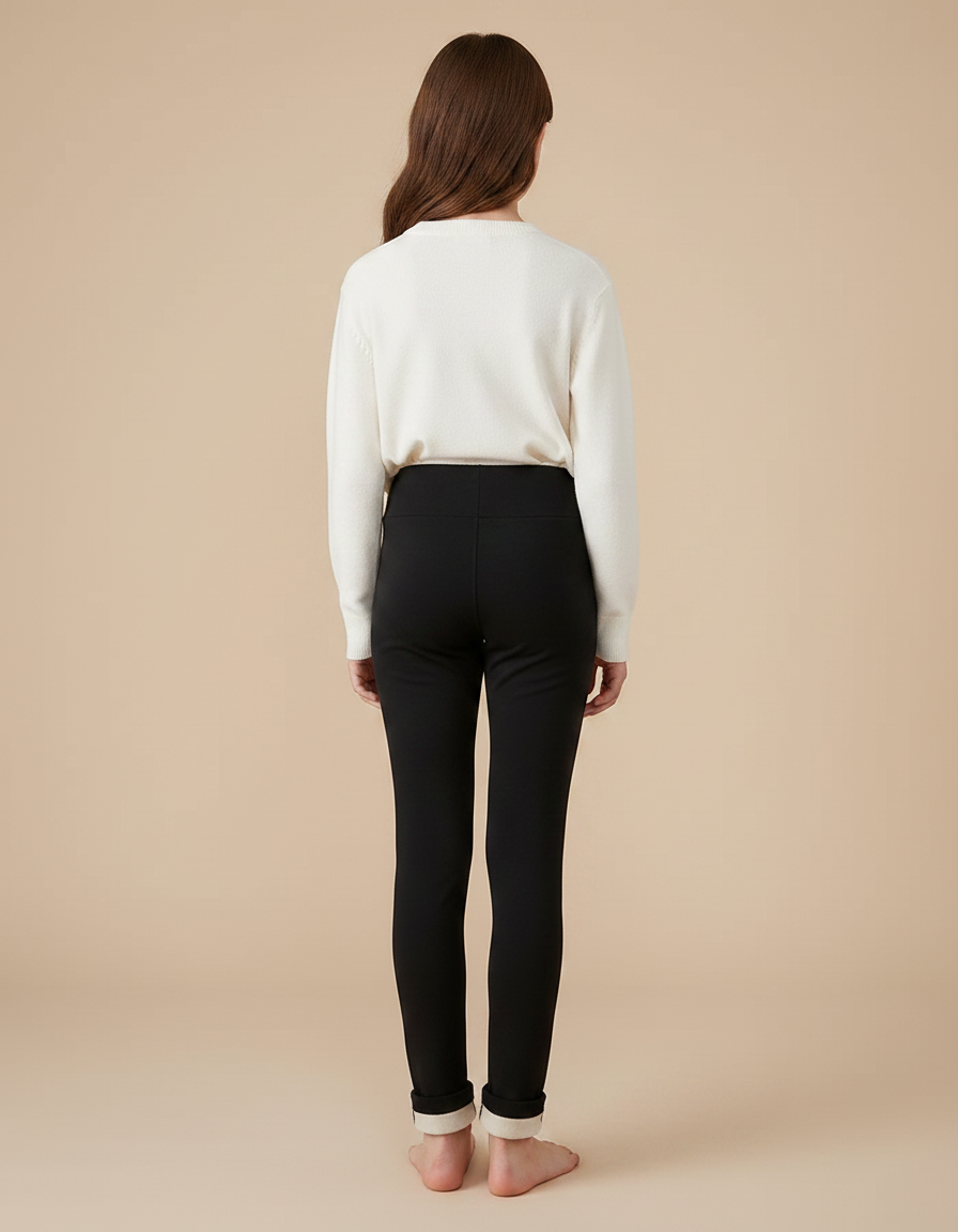 Pantalon Noir Enfant Polaire Chaud Doux Hiver - Molleton - vue 2