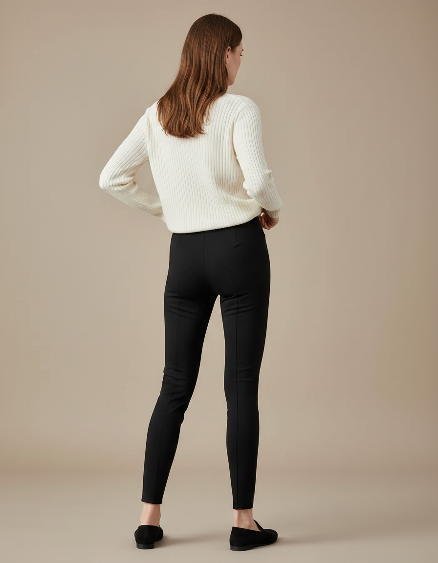 Pantalon Femme Cigarette Noir - Polyester - vue 2