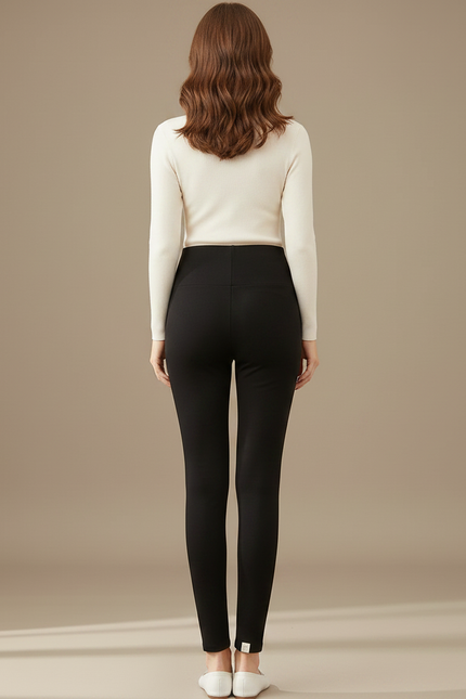 Pantalon Noir Taille Haute Ajusté Confortable Femme - Maille - vue 2