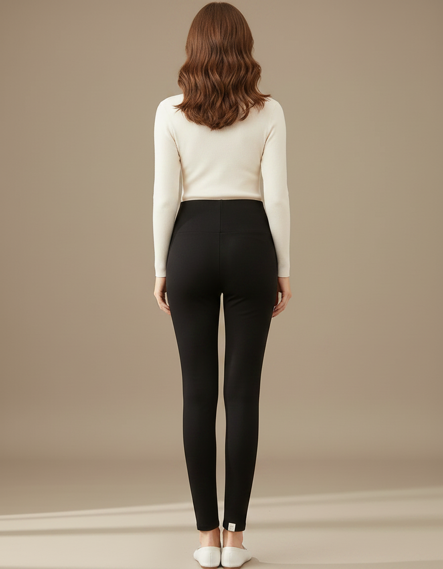 Pantalon Noir Taille Haute Ajusté Confortable Femme - Maille - vue 2