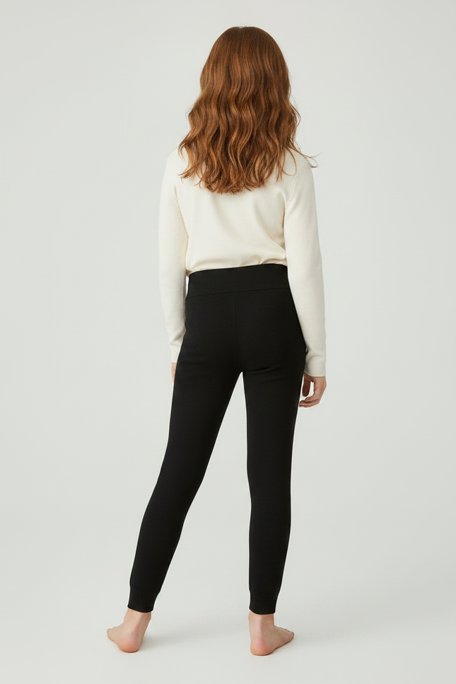 Pantalon Noir Confortable Côtelé Enfant - Maille - vue 2
