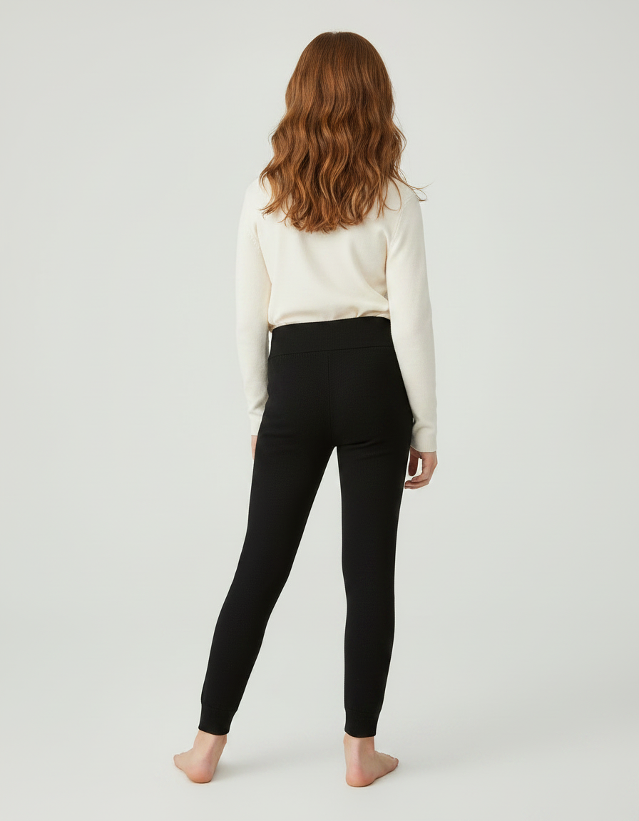 Pantalon Noir Confortable Côtelé Enfant - Maille - vue 2