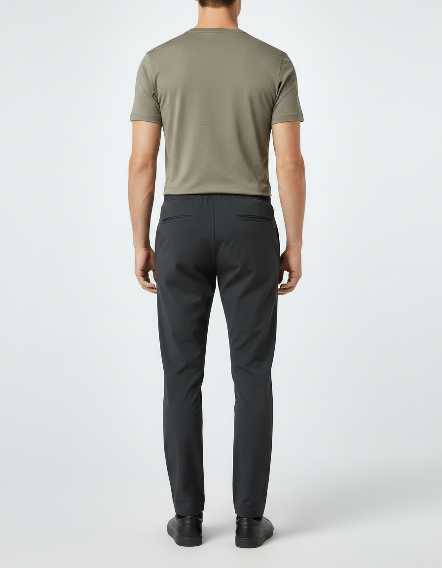 Pantalon Noir Léger Respirant Extensible Décontracté Homme - Polyester - vue 2