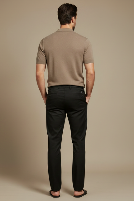Pantalon Noir Homme Décontracté Ajusté Élégant Léger - Polyester - vue 2