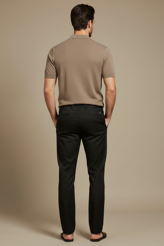 Pantalon Noir Homme Décontracté Ajusté Élégant Léger - Polyester - vue 2