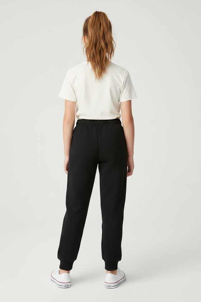 Pantalon Noir Molleton Imprimé Confortable Décontracté - vue 2