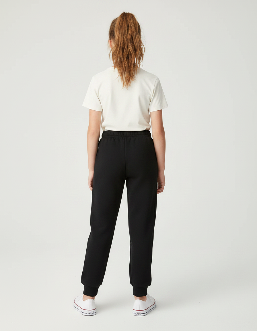 Pantalon Noir Molleton Imprimé Confortable Décontracté - vue 2