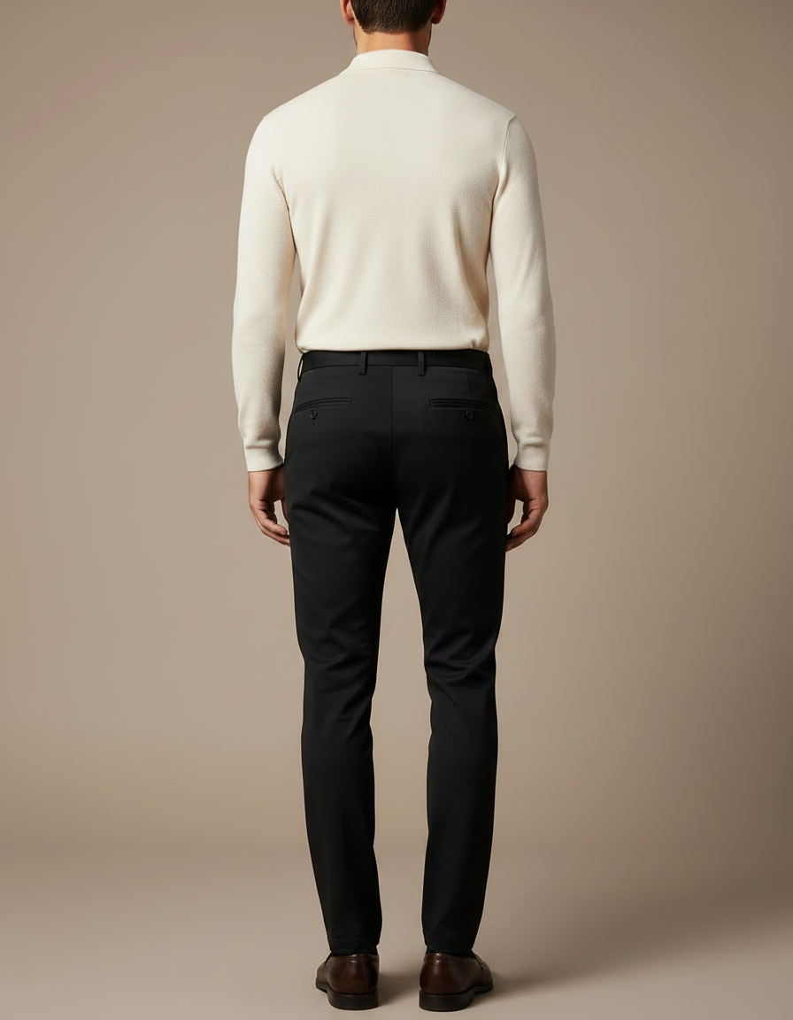 Pantalon Noir Slim Habillé Extensible Homme - Polyester - vue 2
