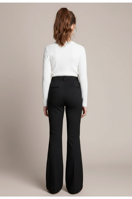 Pantalon Noir Évasé Fluide Taille Haute Fille - Polyester - vue 2