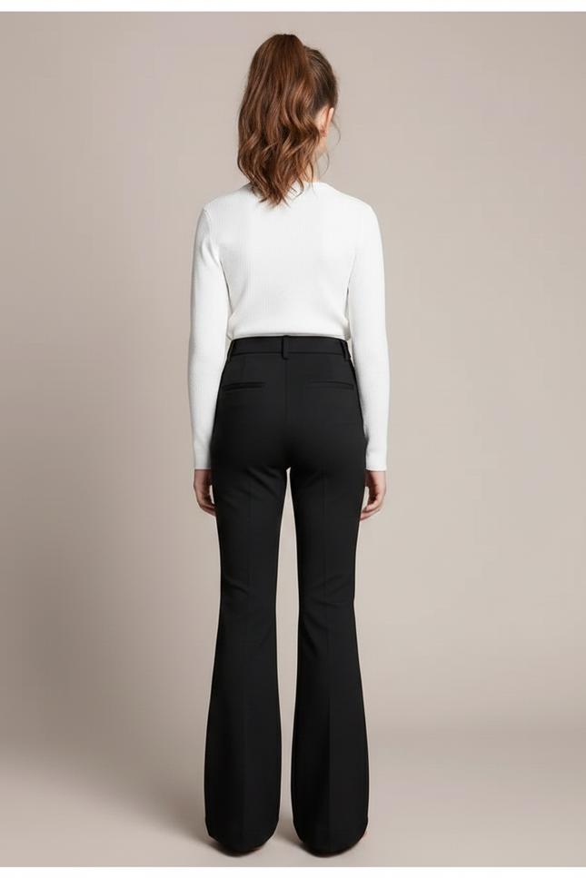 Pantalon Noir Évasé Fluide Taille Haute Fille - Polyester - vue 2