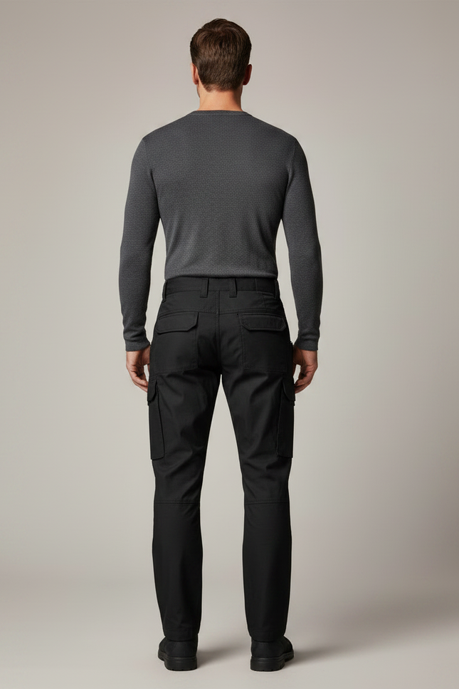 Pantalon Noir Cargo Homme Tactique Multi-poches - Gabardine - vue 2