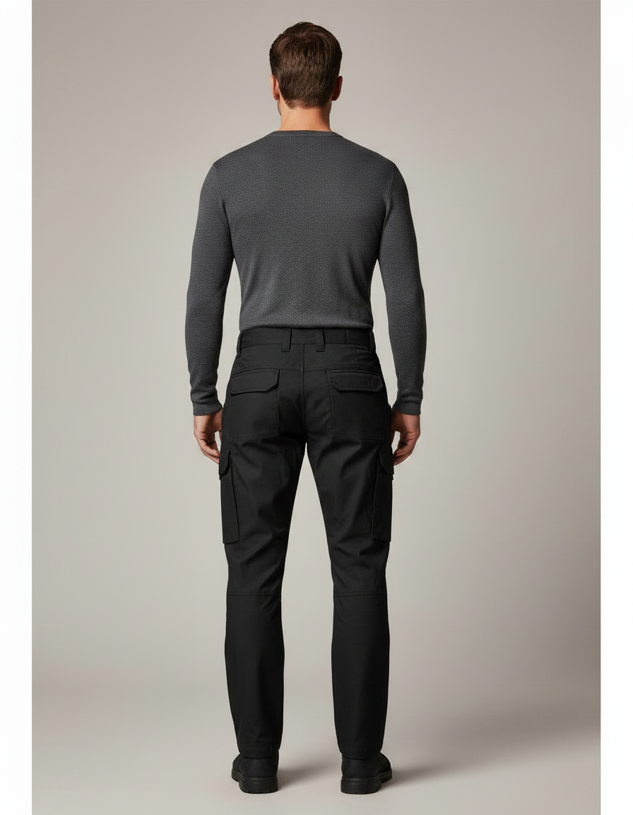 Pantalon Noir Cargo Homme Tactique Multi-poches - Gabardine - vue 2