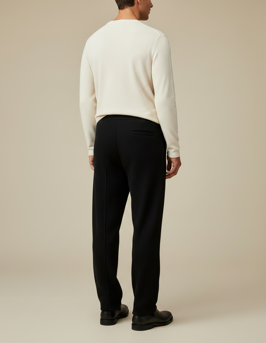 Pantalon Noir Ample Texturé Couture Homme - Cordé - vue 2