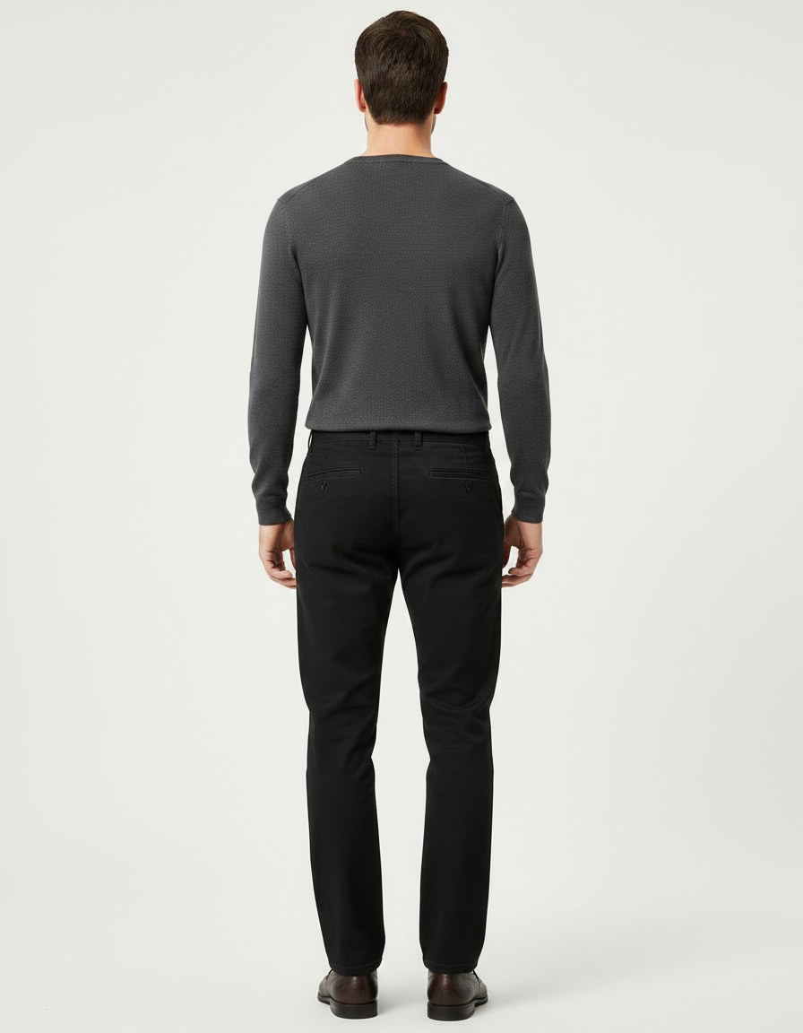 Pantalon Noir Slim Business Droit Élastique - Gabardine - vue 2